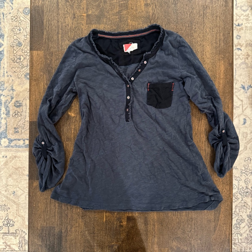 Anthropologie Roll‎ Sleeve Henley Top